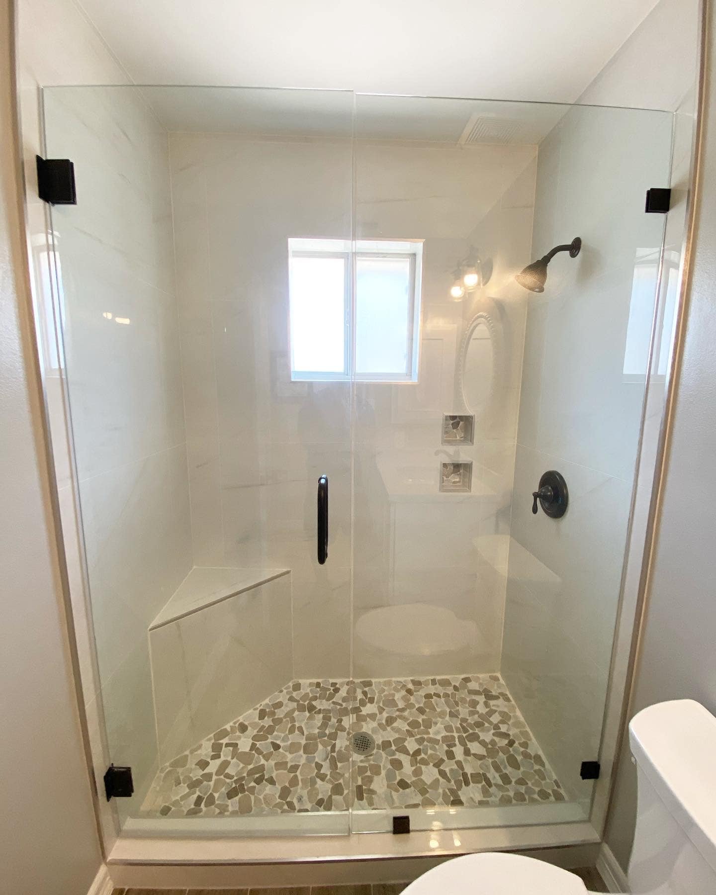 Walk-in Shower — Rain Head & Mosaic Tile photo 2