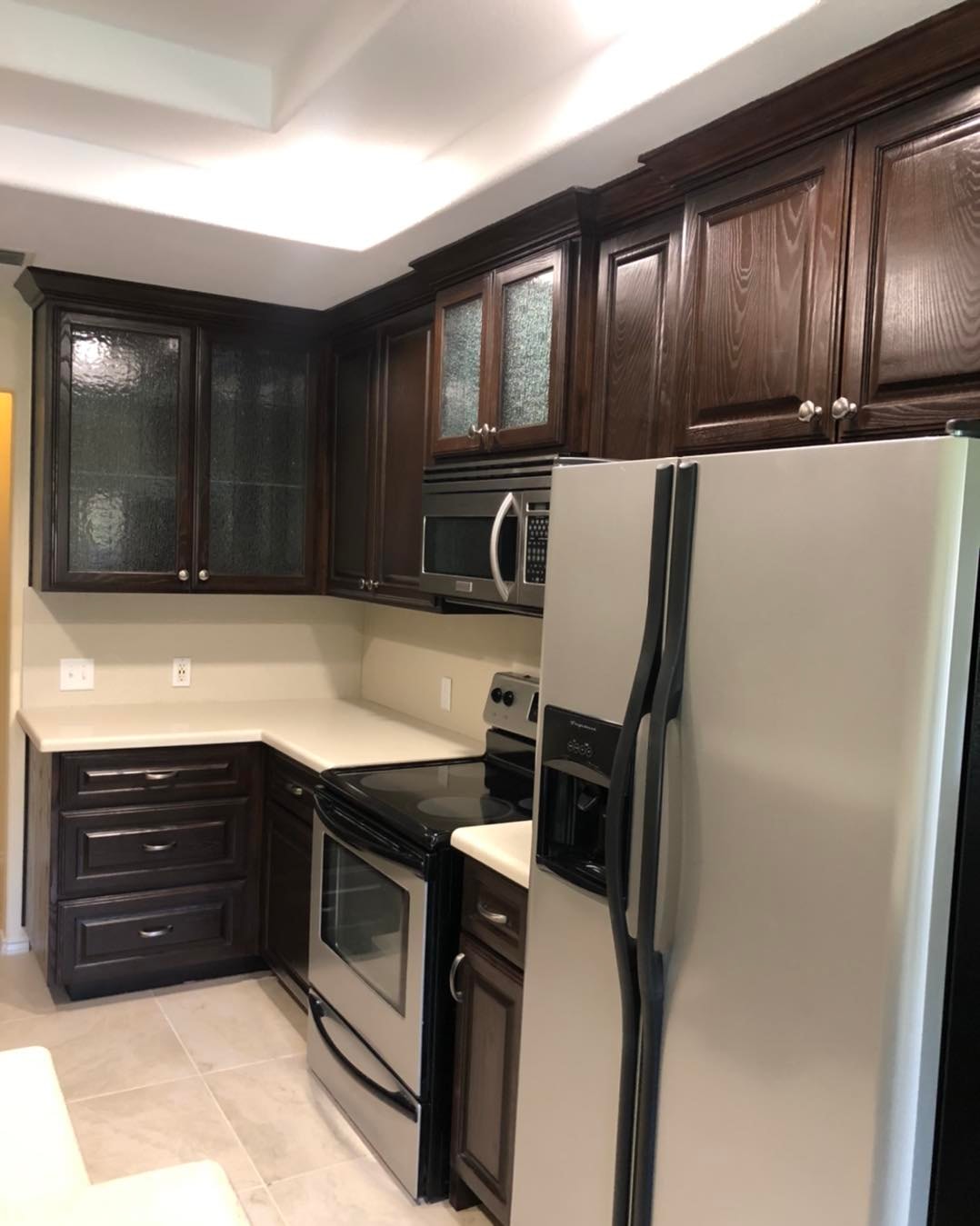 Kitchen Remodel — Espresso Cabinets & Herringbone Backsplash photo 2