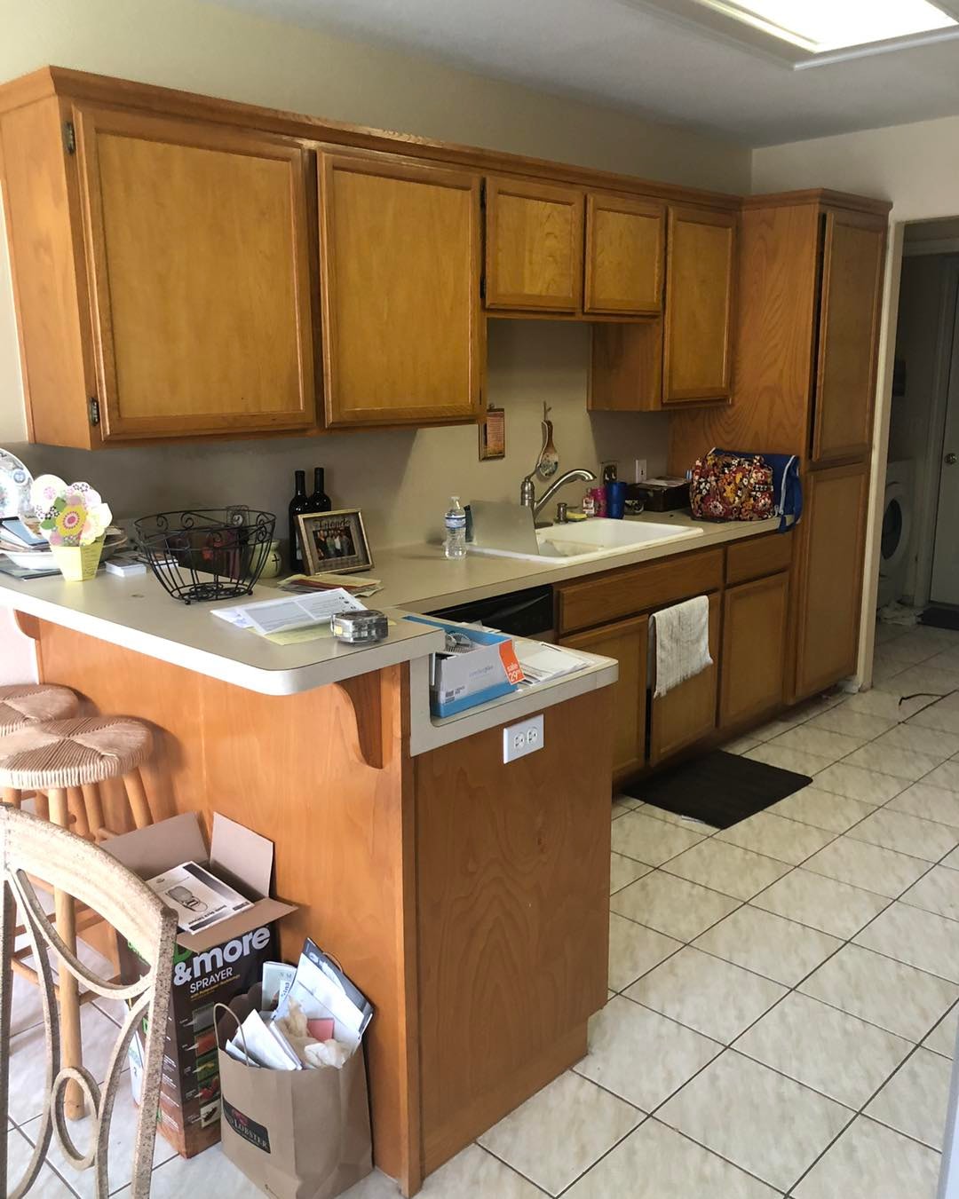 Kitchen Remodel — Espresso Cabinets & Herringbone Backsplash photo 4